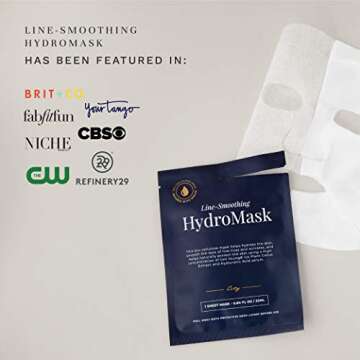 City Beauty Line-Smoothing HydroMask - Serum-Infused Biocellulose Sheet Masks - Moisture-Rich Formula Visibly Plumps Skin & Smooths Wrinkles - Anti-Aging Cruelty-Free Skin Care - 5-Pack