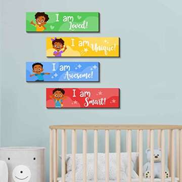 Inspirational Black Boy Quotes Wall Art Set of 4 - Motivational Black Boy Wall Decorations Motivational Wall Decor Art for Tween Boys Room