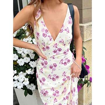 Women Vintage Spaghetti Strap Maxi Dress Y2K Elegant Bodycon Long Dress Backless See Through Mesh Dress Sexy Club Party Dress(B8-Yellow Flower,S)