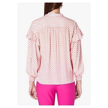 Derek Lam 10 Crosby Womens Kaena Ruffle Blouse Ecru-Red 4