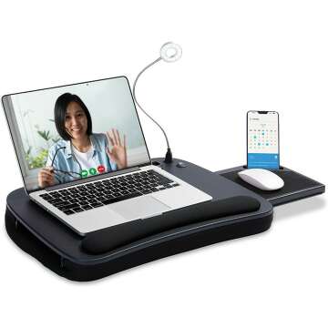 Multi-Tasking Lap Desk with USB Light & Cushion