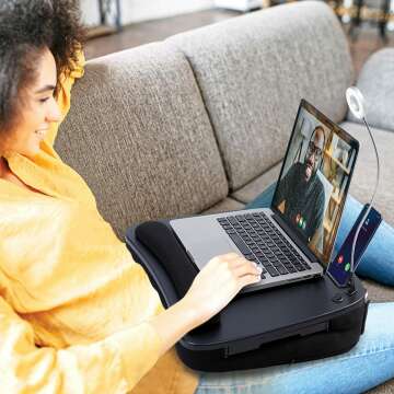 Multi-Tasking Lap Desk with USB Light & Cushion