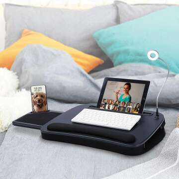 Multi-Tasking Lap Desk with USB Light & Cushion