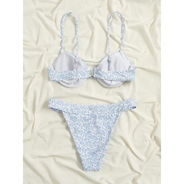 Trendy WDIRARA Floral Underwire Bikini Swimwear for Women