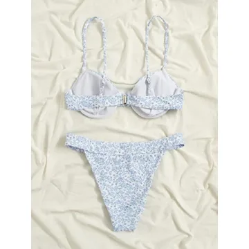 Trendy WDIRARA Floral Underwire Bikini Swimwear for Women