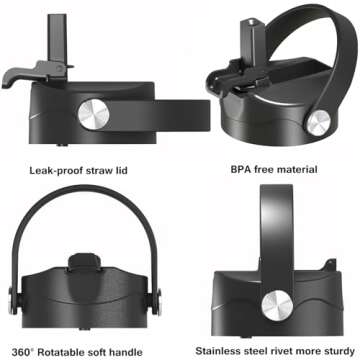 Straw Lid for Wide Mouth Sports Water Bottle12 18 20 32 40 64oz,Replacement Lid Compatible with Hydroflask Wide Mouth,Straws Cap Top Accessories