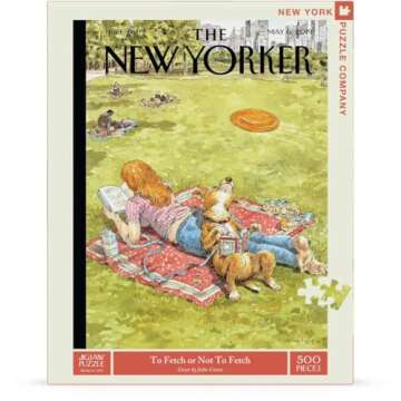 New York Puzzle Company - New Yorker to Fetch or Not to Fetch - 500 Piece Jigsaw Puzzle for Adults by John Cuneo
