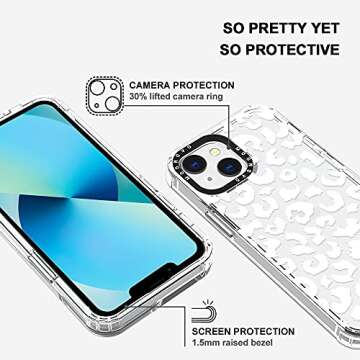 MOSNOVO Case for iPhone 13, [Buffertech 6.6ft Military-Grade Drop Protection] [Anti Peel Off Tech] Clear TPU Bumper Phone Case Cover Design - White Leopard Print