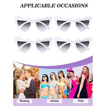 Flutesan 20 Pairs Heart Shaped Sunglasses Vintage Heart Glasses Women Bachelorette Sunglasses for Wedding Party(White with Gray Lenses)