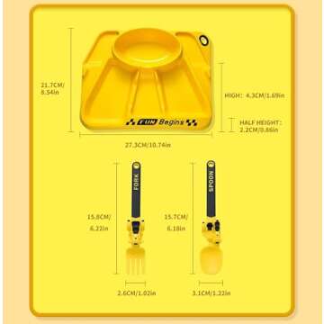 3PCS Dining Set for Kids - Construction Themed Toddler Utensils & Plates