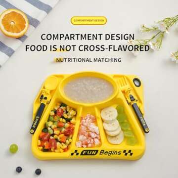 Construction Theme Toddler Utensils & Plates Set