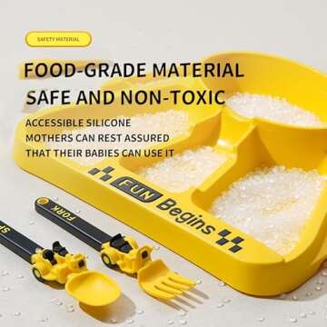 Construction Theme Toddler Utensils & Plates Set