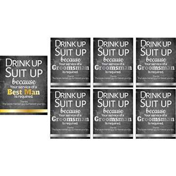 6 Will You Be My Groomsman + 1 Bonus Best Man Proposal Wine Labels or Liquor Labels, Whisky, Vodka, ...