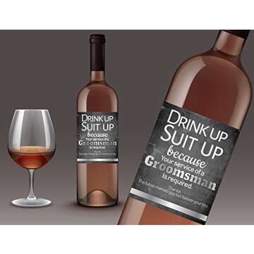 6 Will You Be My Groomsman + 1 Bonus Best Man Proposal Wine Labels or Liquor Labels, Whisky, Vodka, Rum, Beer Bottle Labels or Stickers Set, Groomsmen Party Favors, Party Decorations. Proposal