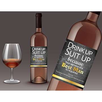 6 Will You Be My Groomsman + 1 Bonus Best Man Proposal Wine Labels or Liquor Labels, Whisky, Vodka, Rum, Beer Bottle Labels or Stickers Set, Groomsmen Party Favors, Party Decorations. Proposal