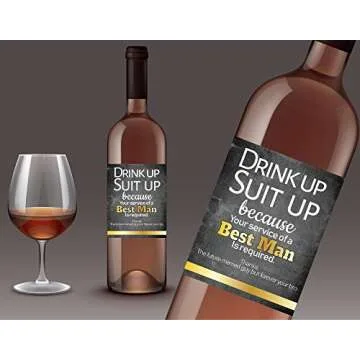 6 Will You Be My Groomsman + 1 Bonus Best Man Proposal Wine Labels or Liquor Labels, Whisky, Vodka, Rum, Beer Bottle Labels or Stickers Set, Groomsmen Party Favors, Party Decorations. Proposal