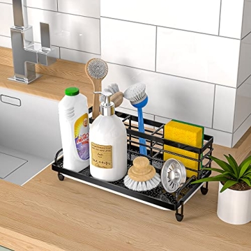 Cisily Kitchen Sink Caddy with Drip Tray for Easy Storage