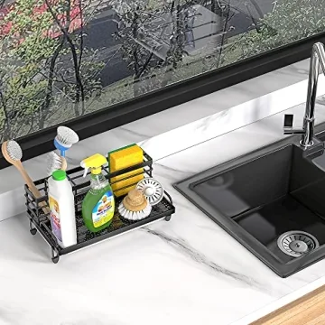 Cisily Kitchen Sink Caddy with Drip Tray for Easy Storage