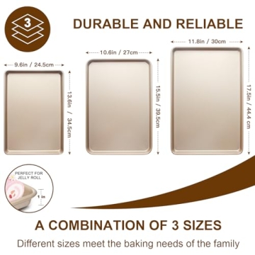 Nonstick Baking Sheet Pan Set - 3 Heavy Duty Pans