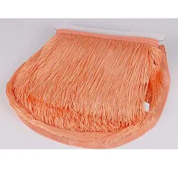 HEARTWISH Fringe Trim Lace Polyerter Fibre Tassel 6inch Wide 10 Yards Long for Clothes Accessories Latin Wedding Dress DIY Lamp Shade Decoration Black White Red(Peach Beige)