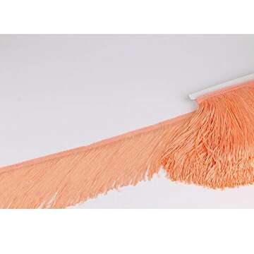 HEARTWISH Fringe Trim Lace Polyerter Fibre Tassel 6inch Wide 10 Yards Long for Clothes Accessories Latin Wedding Dress DIY Lamp Shade Decoration Black White Red(Peach Beige)