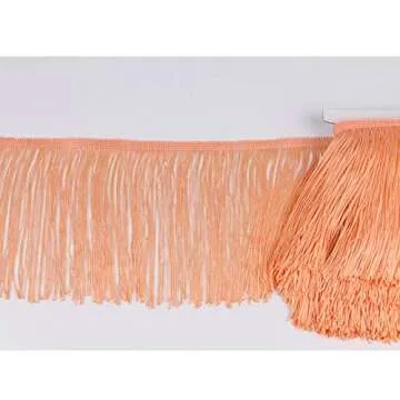 HEARTWISH Fringe Trim Lace Polyerter Fibre Tassel 6inch Wide 10 Yards Long for Clothes Accessories Latin Wedding Dress DIY Lamp Shade Decoration Black White Red(Peach Beige)