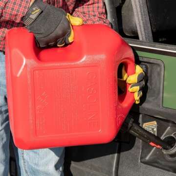 Midwest Can 5610 Safe-Flo Auto Shut Off 5 Gallon Gas Can – Durable Fuel Containers with FlameShield Safety System & Quick-Flow Spout - Red - 4 Pack