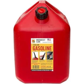 Midwest Can 5610 Safe-Flo Auto Shut Off 5 Gallon Gas Can – Durable Fuel Containers with FlameShield Safety System & Quick-Flow Spout - Red - 4 Pack