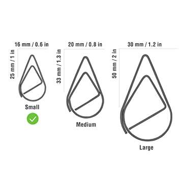 250 Pieces Black Paper Clips Cute Teardrop/Drop-Shaped Stainless Steel Paper Clips for Office School...