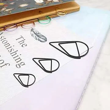 250 Pieces Black Paper Clips Cute Teardrop/Drop-Shaped Stainless Steel Paper Clips for Office School Supplies Wedding Invitations Scrapbooking Crafts Bookmarks Women Planners (1 inch) by DEEDYGO