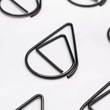 250 Pieces Black Paper Clips Cute Teardrop/Drop-Shaped Stainless Steel Paper Clips for Office School Supplies Wedding Invitations Scrapbooking Crafts Bookmarks Women Planners (1 inch) by DEEDYGO