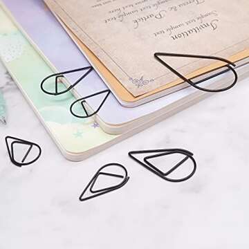 250 Pieces Black Paper Clips Cute Teardrop/Drop-Shaped Stainless Steel Paper Clips for Office School Supplies Wedding Invitations Scrapbooking Crafts Bookmarks Women Planners (1 inch) by DEEDYGO