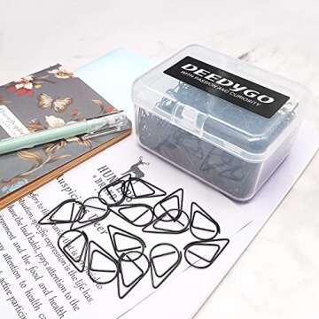 250 Pieces Black Paper Clips Cute Teardrop/Drop-Shaped Stainless Steel Paper Clips for Office School Supplies Wedding Invitations Scrapbooking Crafts Bookmarks Women Planners (1 inch) by DEEDYGO