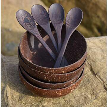 Natural Coconut Bowls Set - Handmade & Eco-Friendly