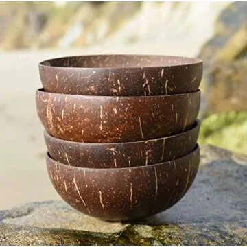 Natural Coconut Bowls Set - Handmade & Eco-Friendly