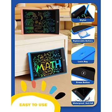bravokids 2 Pack LCD Writing Tablet for Kids,10 inch Colorful Doodle Board Drawing Pad for Kids, Kids Travel Toy Activity Game, Birthday Gifts for 3 4 5 6 Year Old Boys and Girls Toddlers