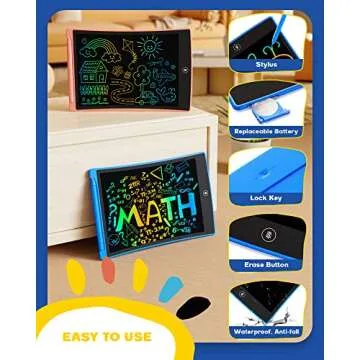 bravokids 2 Pack LCD Writing Tablet for Kids,10 inch Colorful Doodle Board Drawing Pad for Kids, Kids Travel Toy Activity Game, Birthday Gifts for 3 4 5 6 Year Old Boys and Girls Toddlers