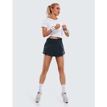 CRZ YOGA Athletic Shorts for Women High Waisted Flowy Ruffle Skirt Overlay for Workout Running Tenni...