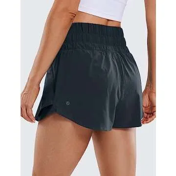CRZ YOGA Athletic Shorts for Women High Waisted Flowy Ruffle Skirt Overlay for Workout Running Tennis with Zip Pocket True Navy Small