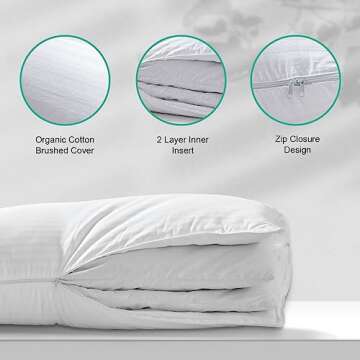 APSMILE 2-in-1 Assembleable Feathers Down Pillow for Sleeping, Standard/Queen Size Soft-Medium-Firm Adjustable Bed Pillow Insert for Stomach, Back or Side Sleepers, 20x28 Inches