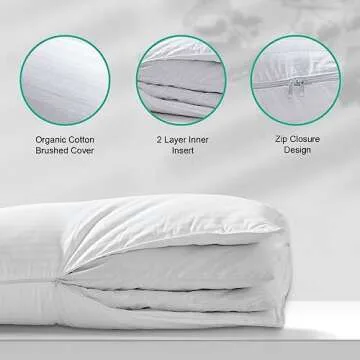 APSMILE 2-in-1 Assembleable Feathers Down Pillow for Sleeping, Standard/Queen Size Soft-Medium-Firm Adjustable Bed Pillow Insert for Stomach, Back or Side Sleepers, 20x28 Inches