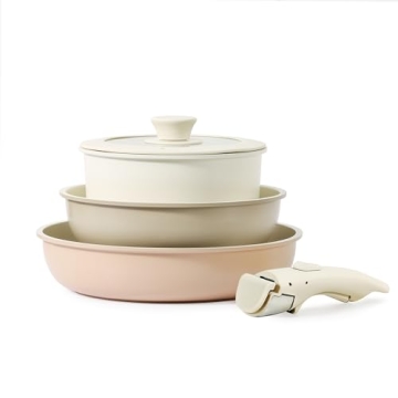 CAROTE 5 Pcs Pots and Pans Set with Detachable Handle