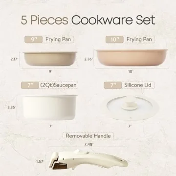 CAROTE 5 Pcs Pots and Pans Set with Detachable Handle