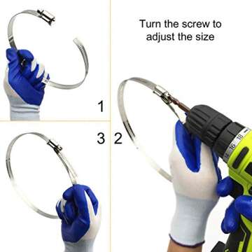 EesTeck 2Pcs 12"(Diameter) Adjustable 304 Stainless Steel Duct Clamps Hose Clamp Pipe Clamp Air Ducting Clamp worm drive hose clamps (289mm-311mm)