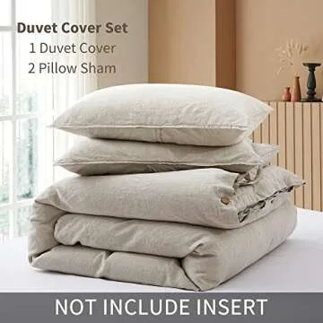 ATLINIA Bedding Duvet Cover Set Linen - 100% French Flax Washed Bed Sets Farmhouse Comforter Cover Set (1 Duvet Cover and 2 Pillow Shams) Queen Size Natural
