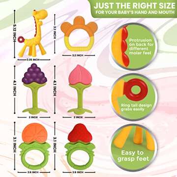 Teethers for Babies 0-6 Months - Newborn Infant Baby Teething Toys - Freezer Safe Silicone Baby Teether - Frozen Teething Toys for Babies 0-6 Months - Baby Teethers Chew Toys 6 Pack -Perfect Baby Gift