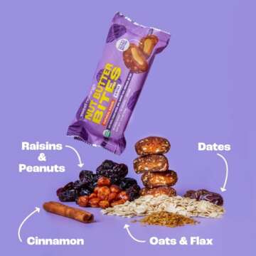 Sweet Nothings, Oatmeal Raisin, USDA Organic Nut Butter Bites Protein Bar, Nut & Date Snack, Filled ...
