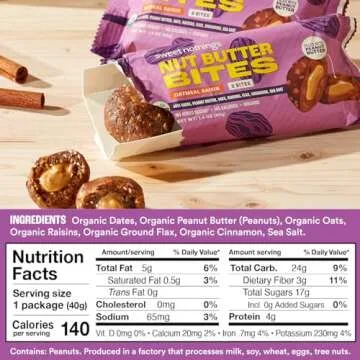 Sweet Nothings Oatmeal Raisin Nut Butter Bites Protein Bar