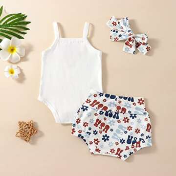 LIOMENGZI Newborn 4th of July Baby Girl Outfit Set