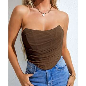 ROYHON Chocolate Corset Top Women's Bustier Corset